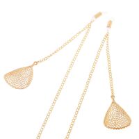 Gold-colored metal non-slip chain, with pendant hollow leaf, for glasses and masks GL241