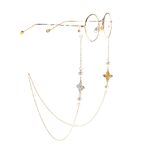 Gold-colored metal non-slip chain, with white pearl flower, for glasses and masks GL929