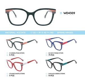 Plastic acetate eyeglasses frame for women with spring hinges WD4309