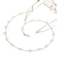 Gold-colored metal non-slip chain, with hollow flowers, for glasses and masks GL1518