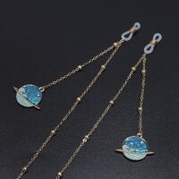 Gold-colored metal non-slip chain, with pendant star sky and beads, for glasses and masks GL539