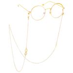 Gold-colored metal non-slip chain, with number 8, for glasses and masks GL393