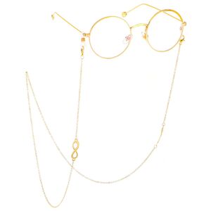 Gold-colored metal non-slip chain, with number 8, for glasses and masks GL393