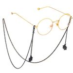 Black-colored metal non-slip chain, with pendant snowflake, for glasses and masks GL743