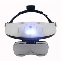 Лупа бинокулярная с подсветкой, увеличительное стекло с креплением на голову 81001-H-XX, увеличение: 1X, 1,5X, 2X, 2,5X, 3,5X