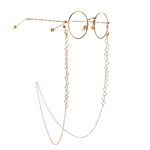 Gold-colored metal non-slip chain, with hollow heart, for glasses and masks GL999