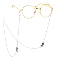 Silver-colored metal non-slip chain, with colorful butterfly, for glasses and masks GL392