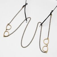 Bronze-colored metal non-slip chain, with glasses, for glasses and masks GL1894