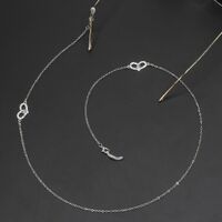 Металлическая нескользящая цепочка серебряного цвета, с сердцем со стразами, для очков и масок GL230