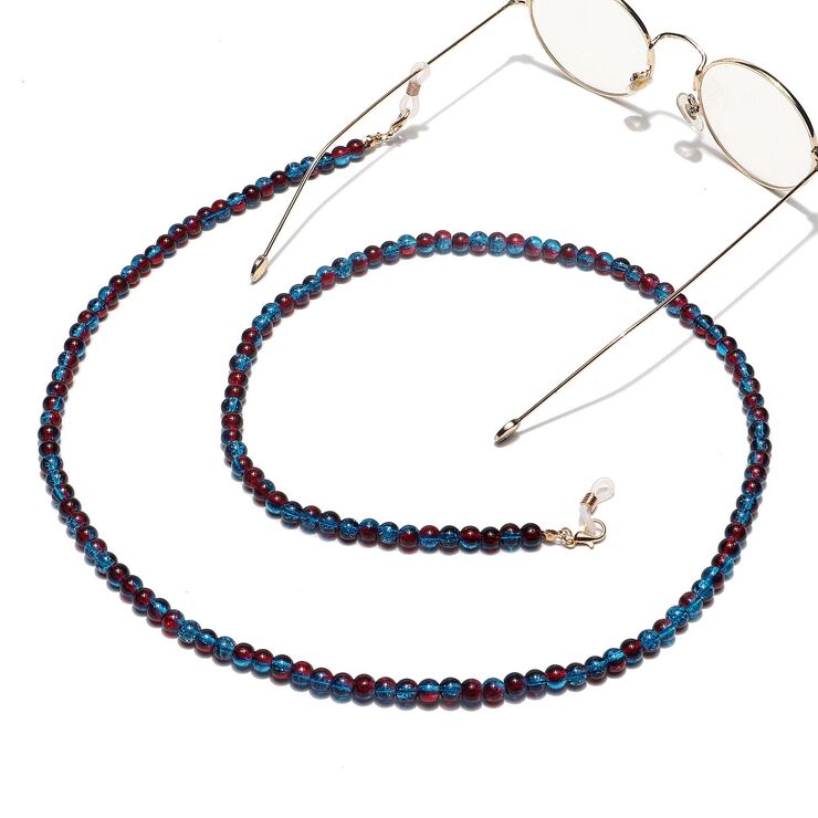 Metal non-slip chain, with 6 mm colored beads, for glasses and masks GL1302