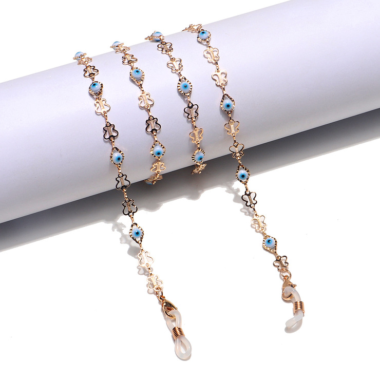 Metal glasses chain with hearts rhinestone GL1233