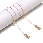 Gold-colored metal non-slip chain, with letters Kiss with rhinestone, for glasses and masks GL1444
