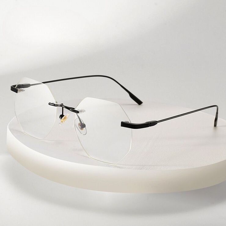 Metal rimless glasses with Blue ray cut 9722-GT