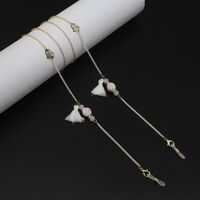 Gold-colored metal non-slip chain, with ceramic beads and tassel, for glasses and masks GL924