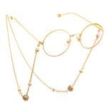 Gold-colored metal non-slip chain, with rhinestones and pearls, for glasses and masks GL553