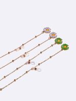 Metal non-slip chain gold, 2-piece set with white and green daisy, for glasses and masks GM100