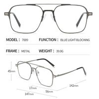 Metal Blue Ray Cut protection men's frame + magnet sunshade clip-on 7009-GT