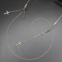 Металлическая нескользящая цепочка золотого цвета, с подвеской в виде креста из жемчуга, для очков и масок GL378