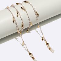Gold-colored metal non-slip chain, with pearl and beads water drop, for glasses and masks GL1697