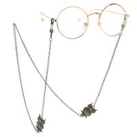 Bronze-colored metal non-slip chain, with owl, for glasses and masks GL114
