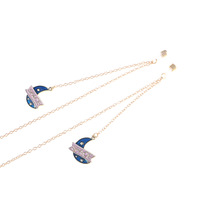 Gold-colored metal non-slip chain, with pendant moon, for glasses and masks GL809