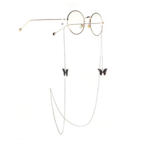 Metal eyeglass chain with butterfly pendant GL1078