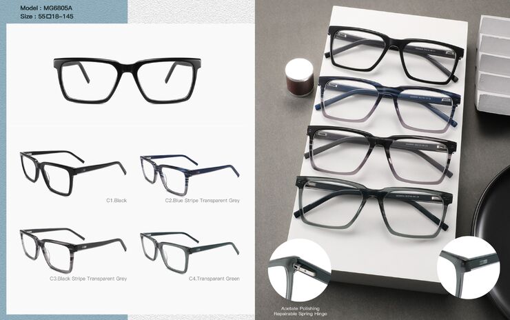 Combined plastic acetate + metal frame for men, with spring hinges Big City MG6805A
