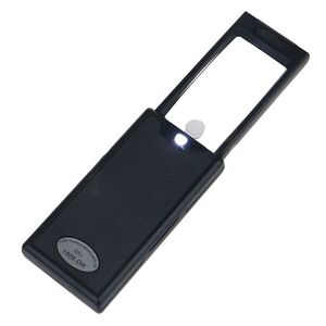 Folding magnifier with universal backlight 9581-XX, dimensions: 60*32 mm, ⌀9 mm. Magnification: 2,5Х, 45Х