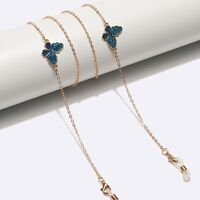 Gold-colored metal non-slip chain, with blue butterfly, for glasses and masks GL1498