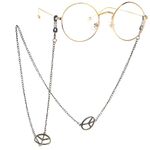 Bronze-colored metal non-slip chain, with peace symbol, for glasses and masks GL120