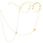 Metal non-slip chain, with pink cracked beads, for glasses and masks GL389