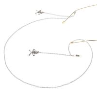 Silver-colored metal non-slip chain, with skull and cross, for glasses and masks GL058