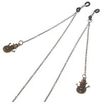 Bronze-colored metal non-slip chain, with a Christmas snowman pendant, for glasses and masks GL145
