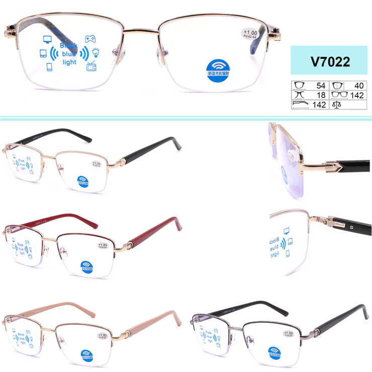 Eyeglasses for men on metal frames Blue Block Light Vizzini V7022 dioptries +0.75 to +4,00 (step 0,25); +4.50 to +6.00 (step 0.50)