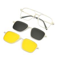 Metal Blue Ray Cut protection men's frame + magnet sunshade clip-on 7009-GT