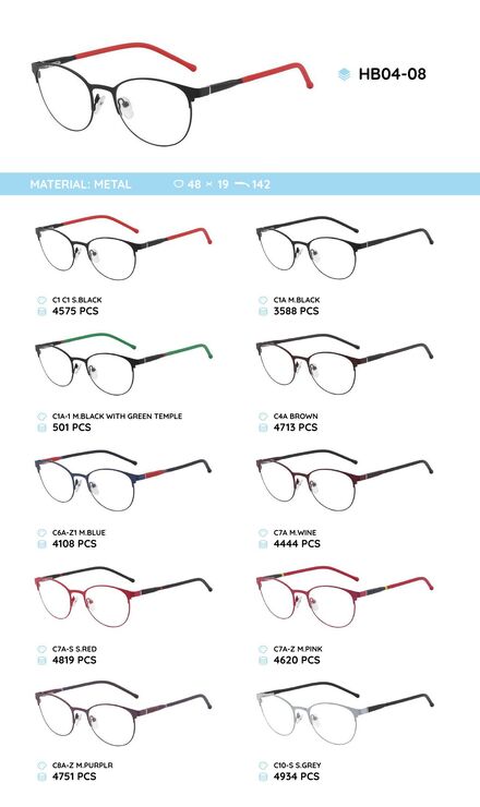 Metal frame with temples made of TR-90 material HB04-08