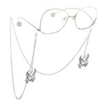 Silver-colored metal non-slip chain, with skull pendant, for glasses and masks GL590