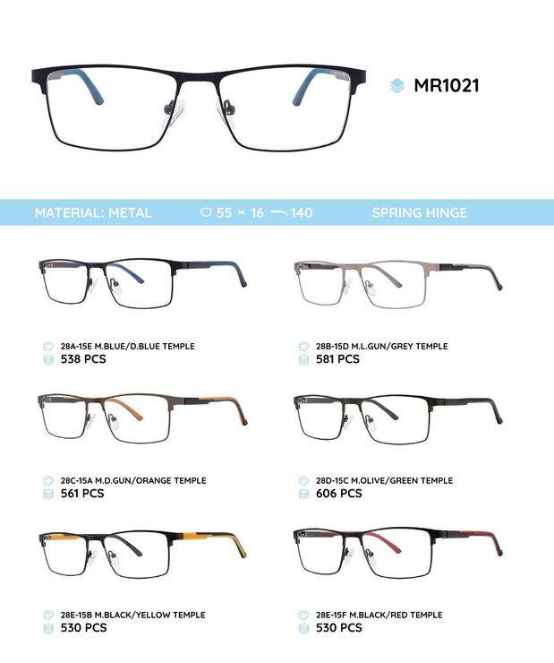 Металлическая оправа с дужками из материала TR-90 со встроенным флексом MR1021