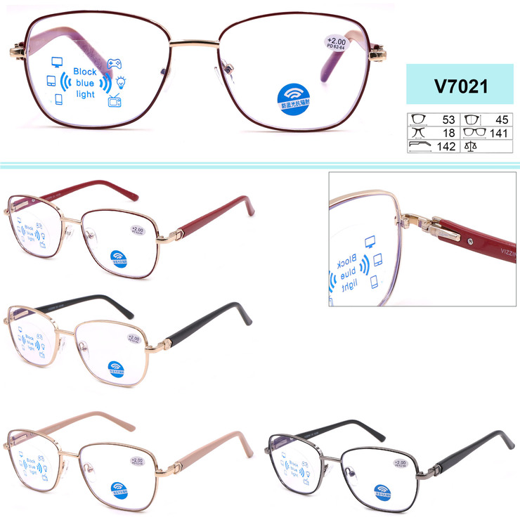 Eyeglasses for men on metal frames Blue Block Light Vizzini V7021 dioptries to +0.75 to +6,00 (step 0,25)