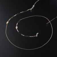 Gold-colored metal non-slip chain, with hollow leaves and pearl, for glasses and masks GL948