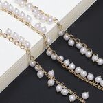 Metal non-slip chain, with large pearl, for glasses and masks GL504