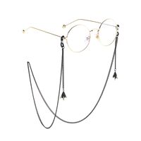 Black-colored metal non-slip chain, with pendant airplane, for glasses and masks GL838