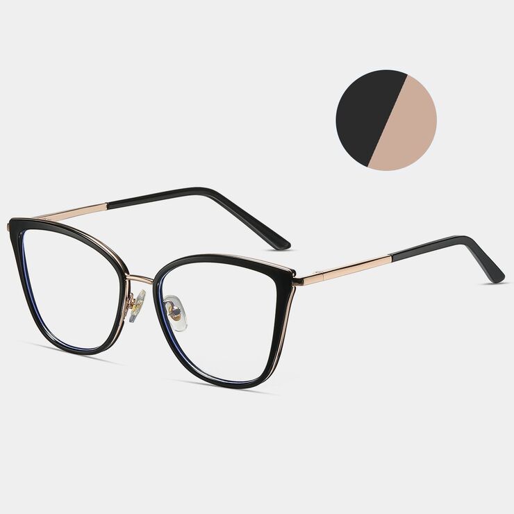 Combined frame (metal + TR90) or glasses with blue light protection, with spring hinges FA87101