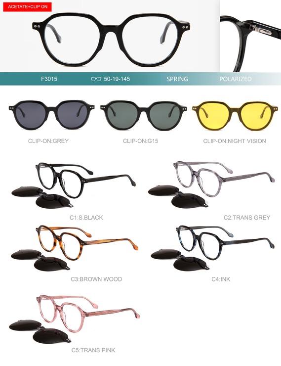 Оправа пластиковая из материала ацетат, с флексом + насадка солнцезащитная (клипон) Big City F3015