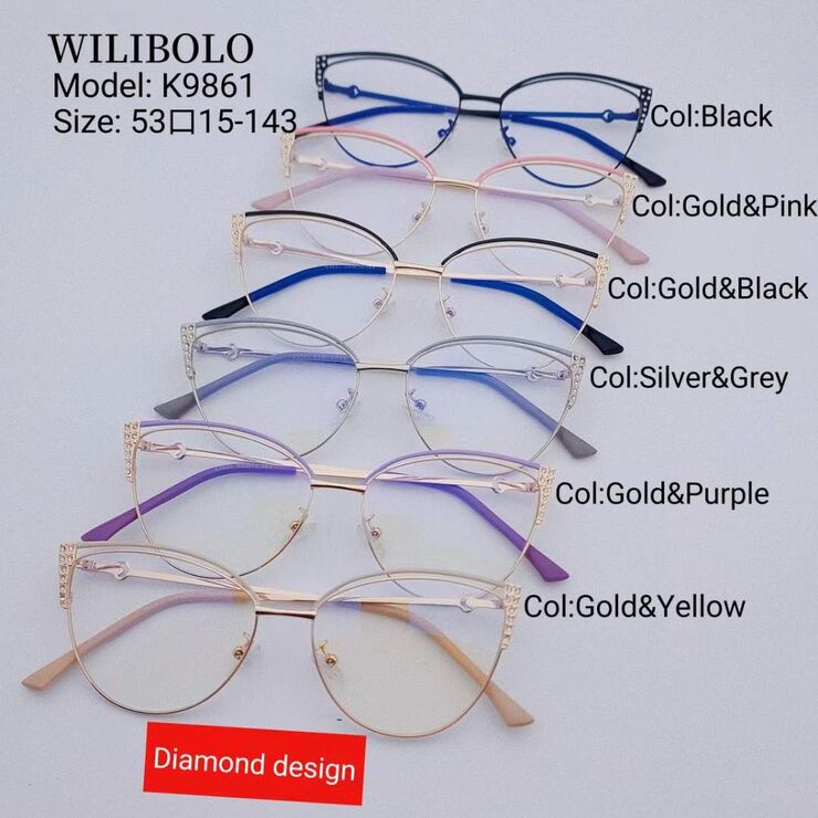 Metal ultrathin women's frame with rhinestones Wilibolo K9861