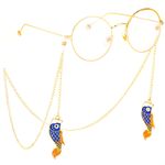 Gold-colored metal non-slip chain, with pendant style carp, for glasses and masks GL375