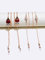 Набор из двух золотых и серебряных цепочек для очков с полыми ромбами GM064