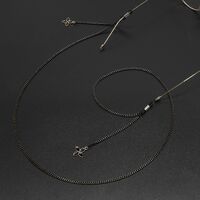 Black-colored metal non-slip chain, with pendant grass, for glasses and masks GL675