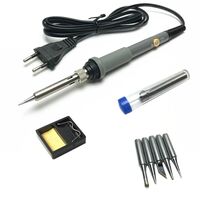 Soldering kit, 9 pieces, temperature-controlled soldering iron 60 W, powered by 220 volts