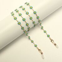 Gold-colored metal non-slip chain, with colorful daisy, for glasses and masks GL1875